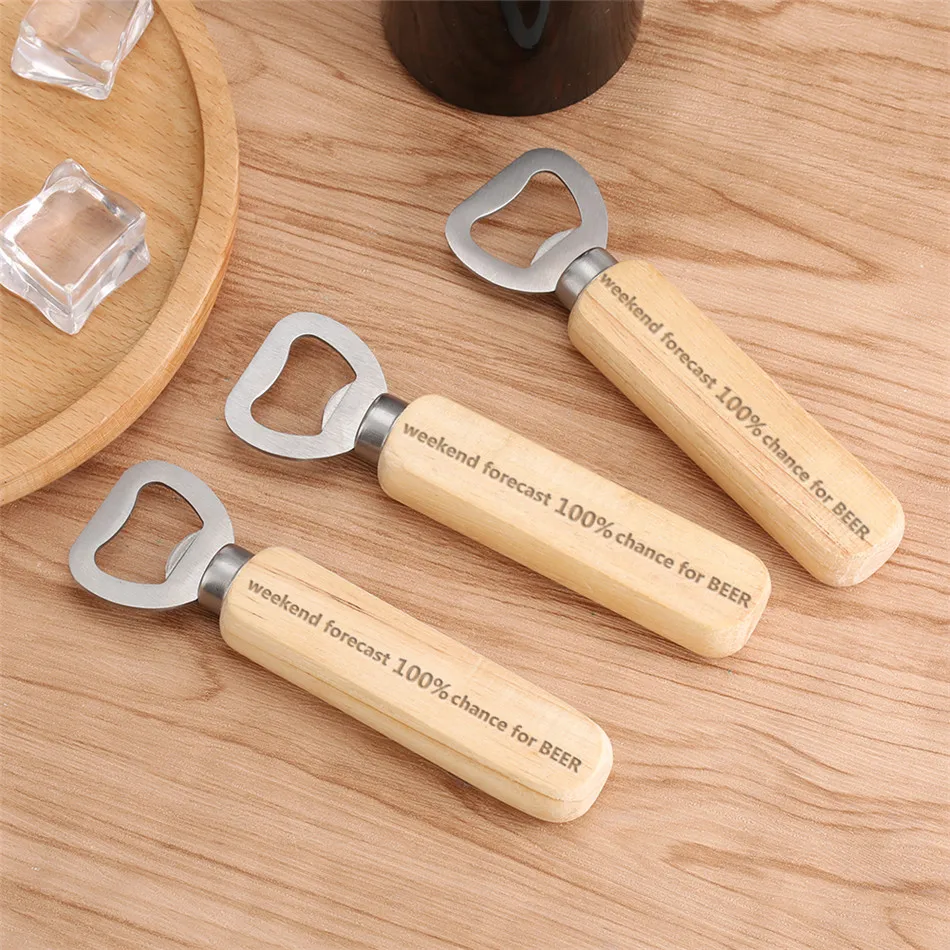 

Personalized Text Engraved Wooden Handle Openers Beer Corkscrew for Bar Kitchen Special Opener Gifts