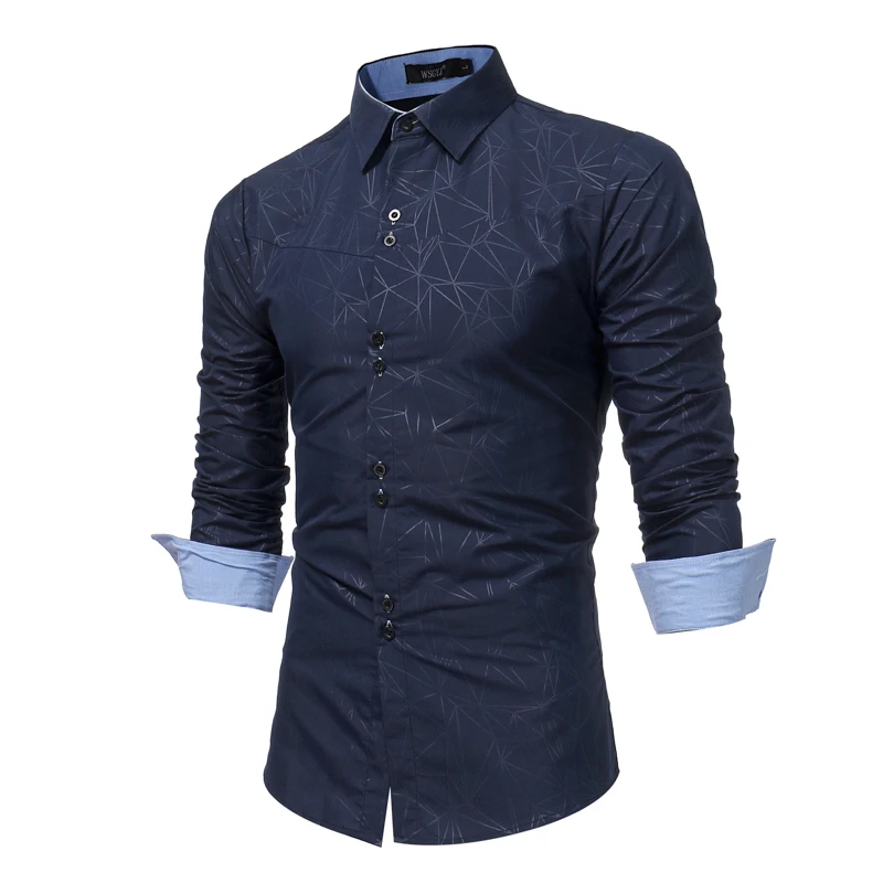 

Men's fashion 3D geometric print long sleeve shirt men's slim large size shirt men's shirt Men's fashion shirt