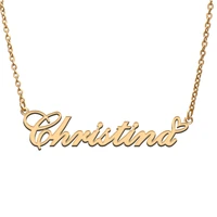 love heart christina name necklace for women stainless steel gold silver nameplate pendant femme mother child girls gift