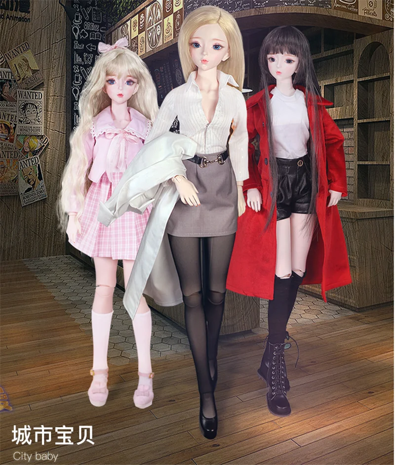 

1/3 BJD 62cm joint body, City Baby series,with hand-painted face clothes shoes wig and head can open, girlSD 015
