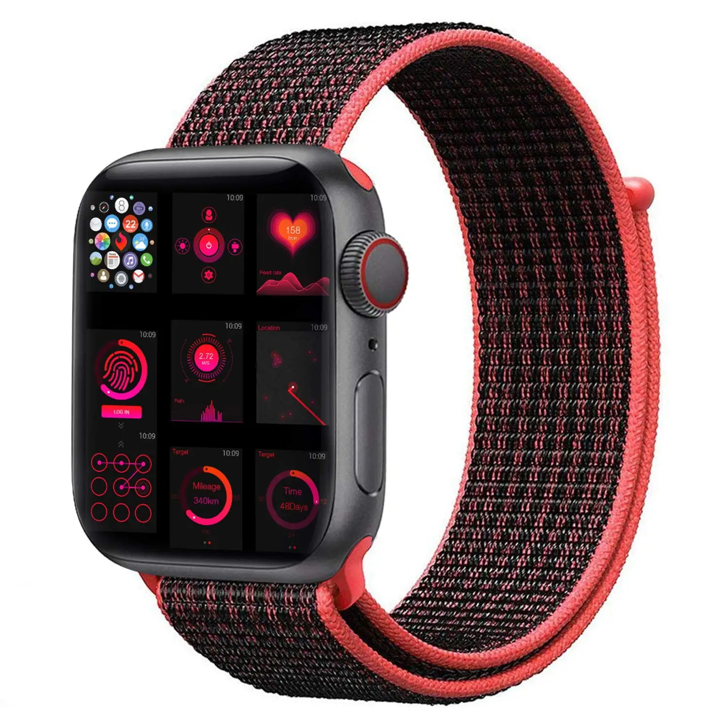 Ремешок для наручных часов Apple Watch Series 5 4 40 мм 44 браслет нейлоновый Браслет спортивный бесшовный ремешок для iwatch серии 3/2/1 38 мм 42 мм аксессуары - Цвет ремешка: red-black