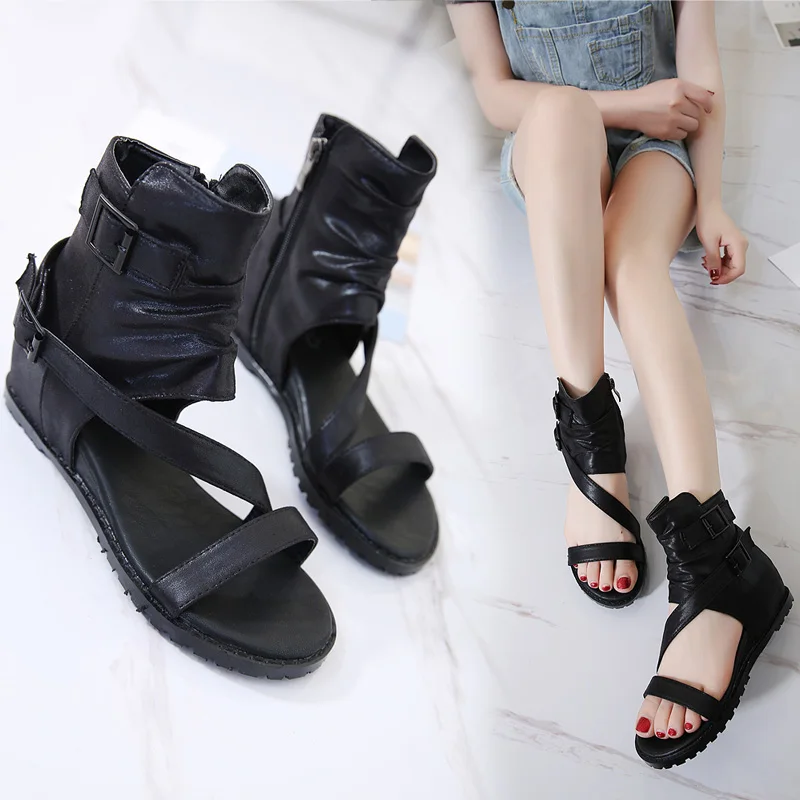 Женская обувь с ремешком на пряжке новинка 2020 кожаная крутая танкетке высоким