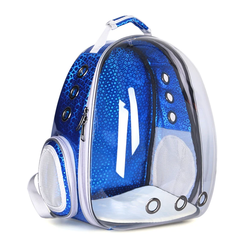 Laser Dark Blue Космонавт Открытый Портативный переносная прозрачная дорожная сумка для домашних животных дышащая космическая капсула переноска кошка рюкзак для маленьких кошек собак - Цвет: Laser Dark Blue