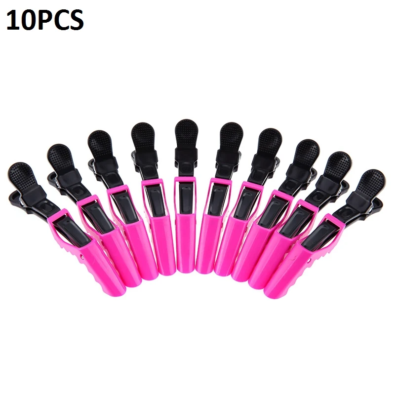 10pcs Rose Pink 5/6/10 шт. Заколки для волос рот Профессиональный Парикмахерские клюв секционирования Зажимы Крокодил заколки для волос Щипцы для укладки волос - Цвет: 10pcs Rose Pink