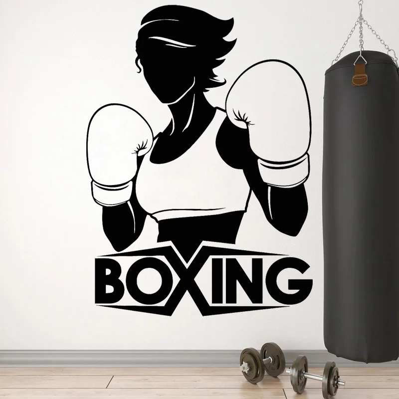 Фото Наклейки на стену с изображением боксерской девушки спортзал виниловая наклейка