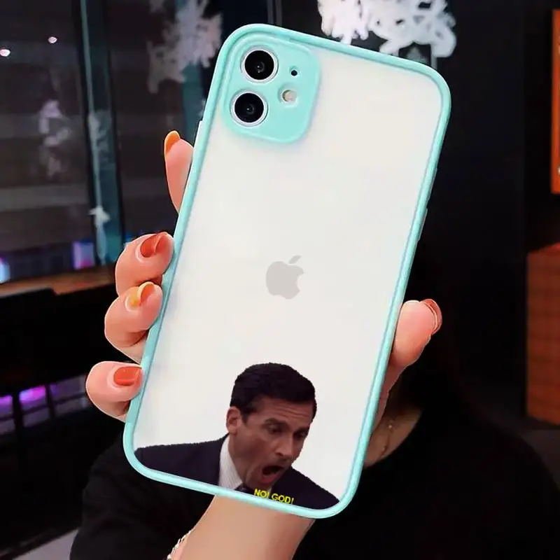 

The Office Phone Case For iPhone 12 11 Mini Pro XR XS Max 7 8 Plus X Matte transparent blue Back Cover