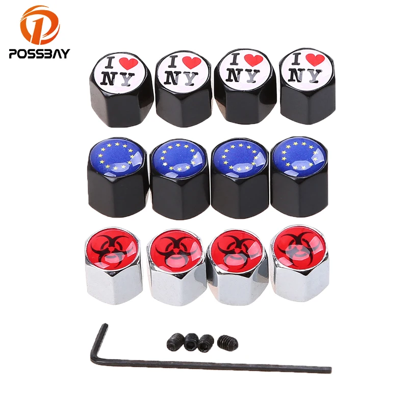 Чехол на клапан для автомобильных шин posbay черный/серебристый Противоугонный с