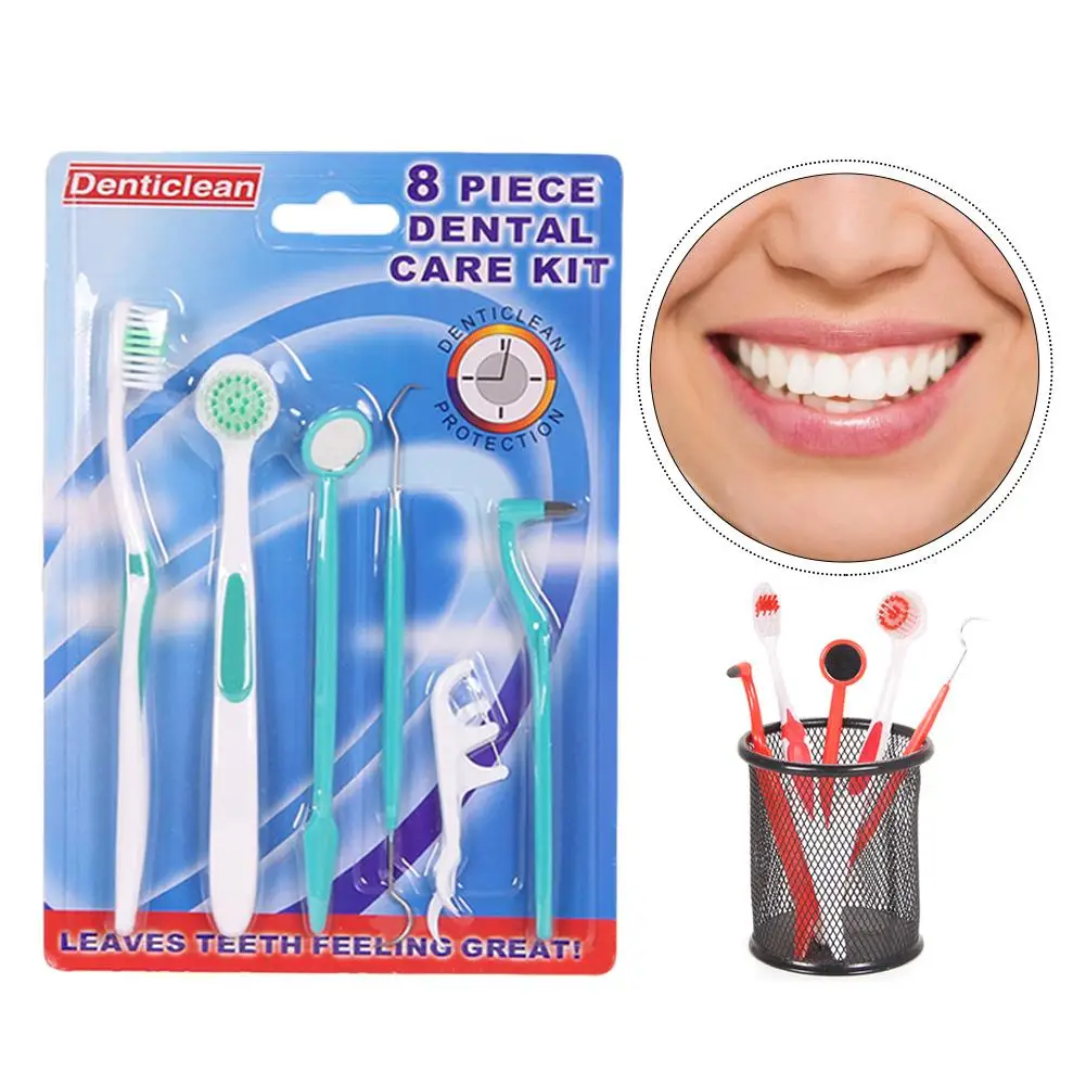 

8Pcs/Set Oral Care Dental Care Tooth Brush Kit Teeth Cleaning Dental Stain Eraser Tartar Remover Dental Floss Oral Hygiene Tool