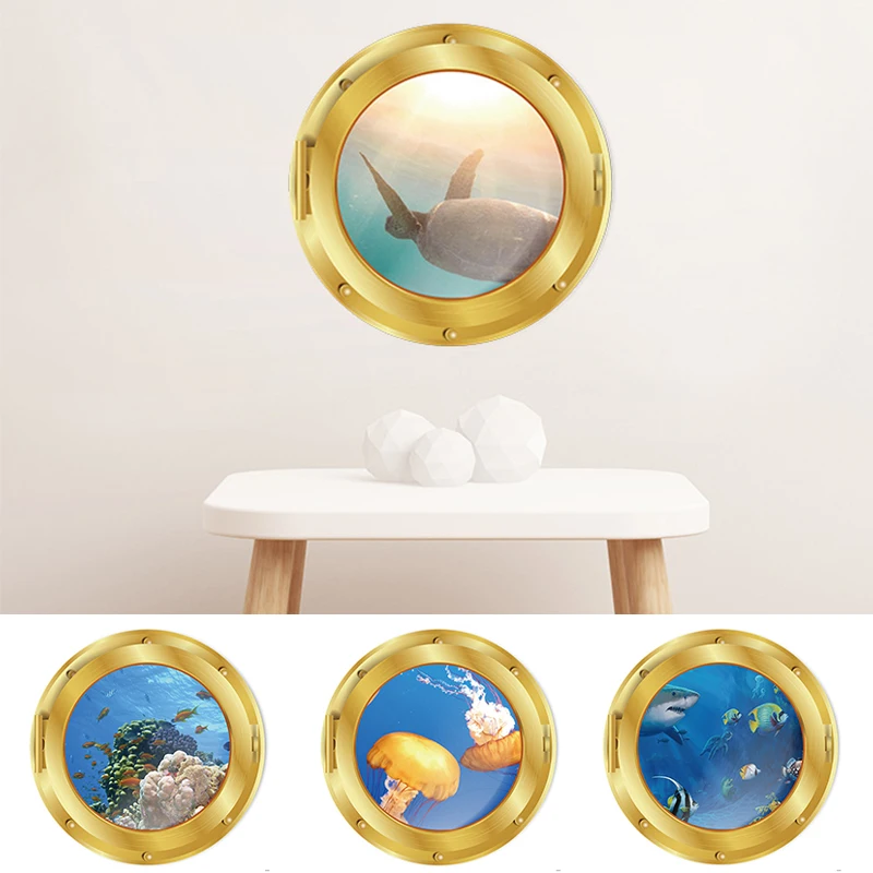 

3D Sealife Shark Fish Vivid Cartoon Animals Wall Stickers Home Decor 3D PVC Mural Art Wall Decals for Kids Room Bedroom