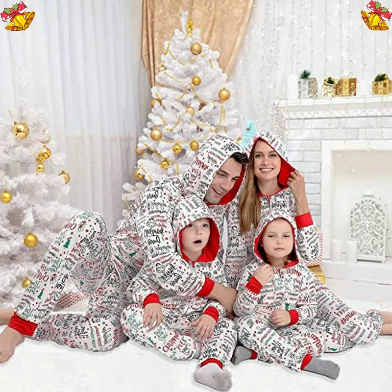 Christmas Family Pajamas Matching Sets Adult Papa Mom Kids Family Xmas Matching Clothes Vacation Cute Printed Loungewear