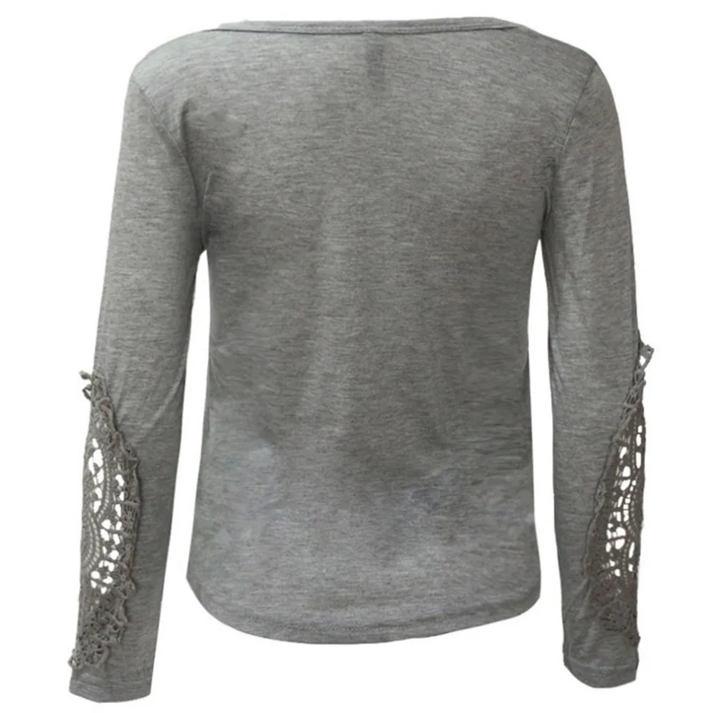 Женская футболка с длинным рукавом серая Повседневная открытым плечом и
