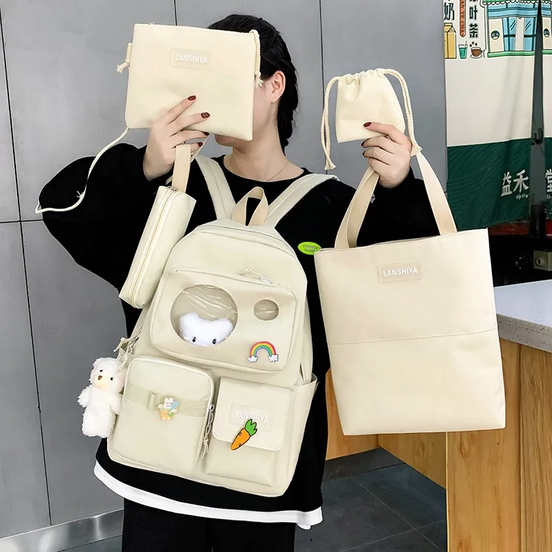 

Summer New Backpack Sets Canvas Women Backpack Student Bookbag School Bags For Teenager Girls Shoulder Bags Mochilas Rucksacks