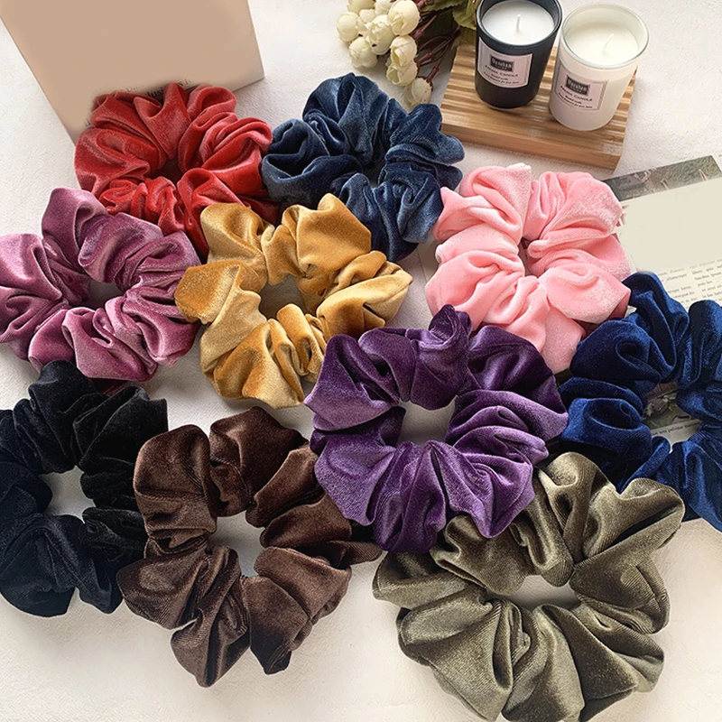 

Elegant Velvet Hair Ring Scrunchie Women Girls Elastic Hair Rubber Bands Gum Accessories Hair Rope Ponytail Holder Headdress