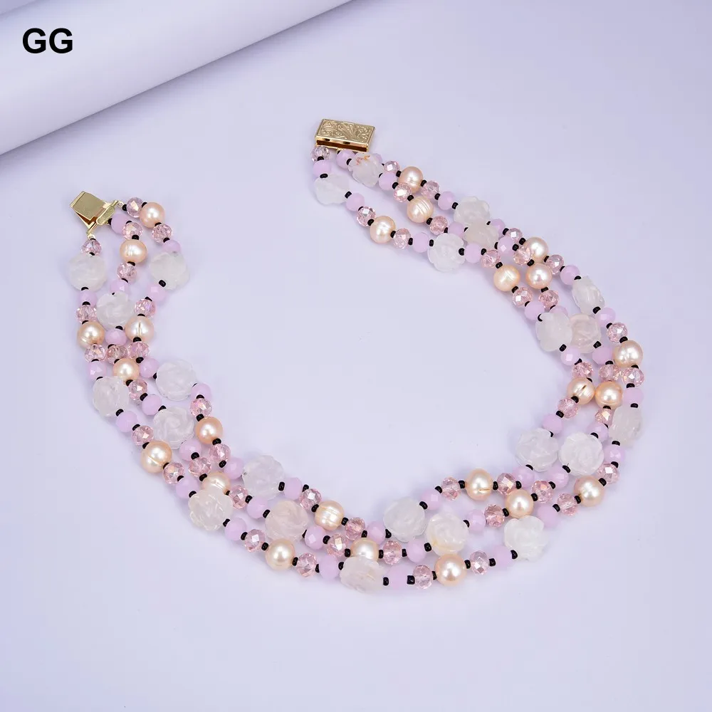 GuaiGuai ювелирные изделия ручной работы полу камень 3 пряди натуральный розовый