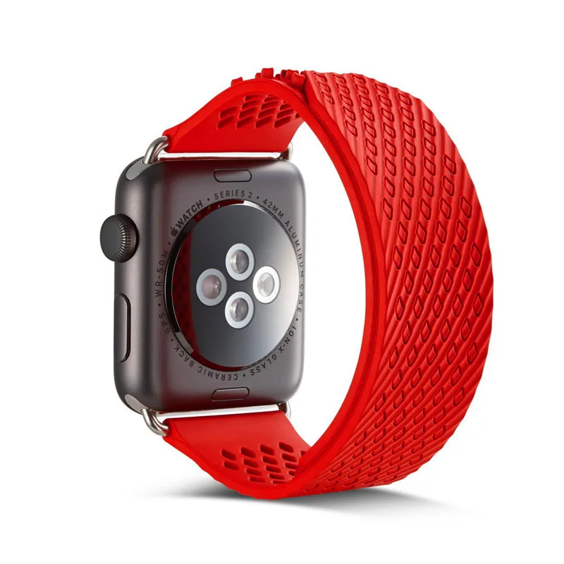 С застежкой и пряжкой петля ремешок для наручных часов Apple Watch 38/42 мм Спорт на открытом воздухе силиконовый для наручных часов iWatch, 5 4 44/40 мм браслет ремешок для наручных часов Apple Watch, версия 1, 2, 3, ремешок