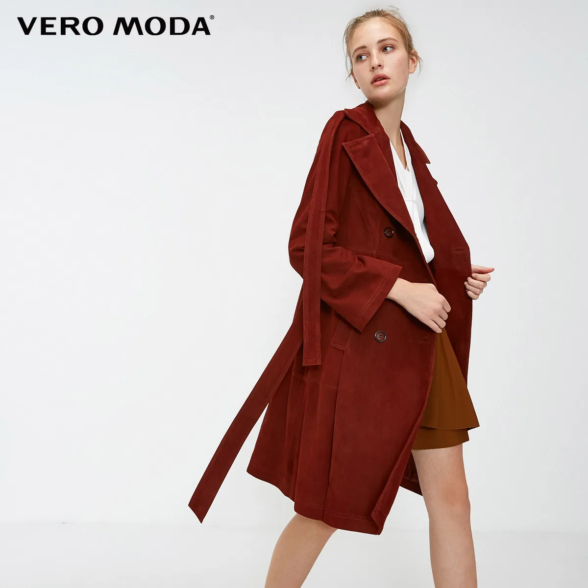 Dark rich copper Vero Moda Новая женская кожаная куртка на пуговицах, на шнуровке, из овчины, с лацканами | 318310545 - Цвет: Dark rich copper