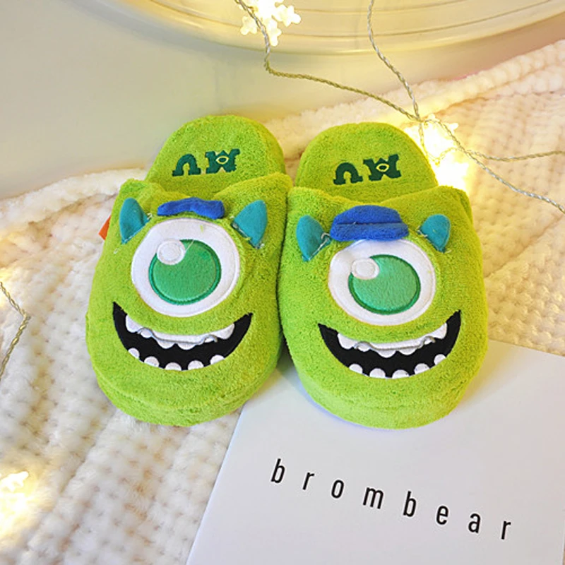 Cartoon cotton mop soft bottom winter home plush slippers female lovely couple day home