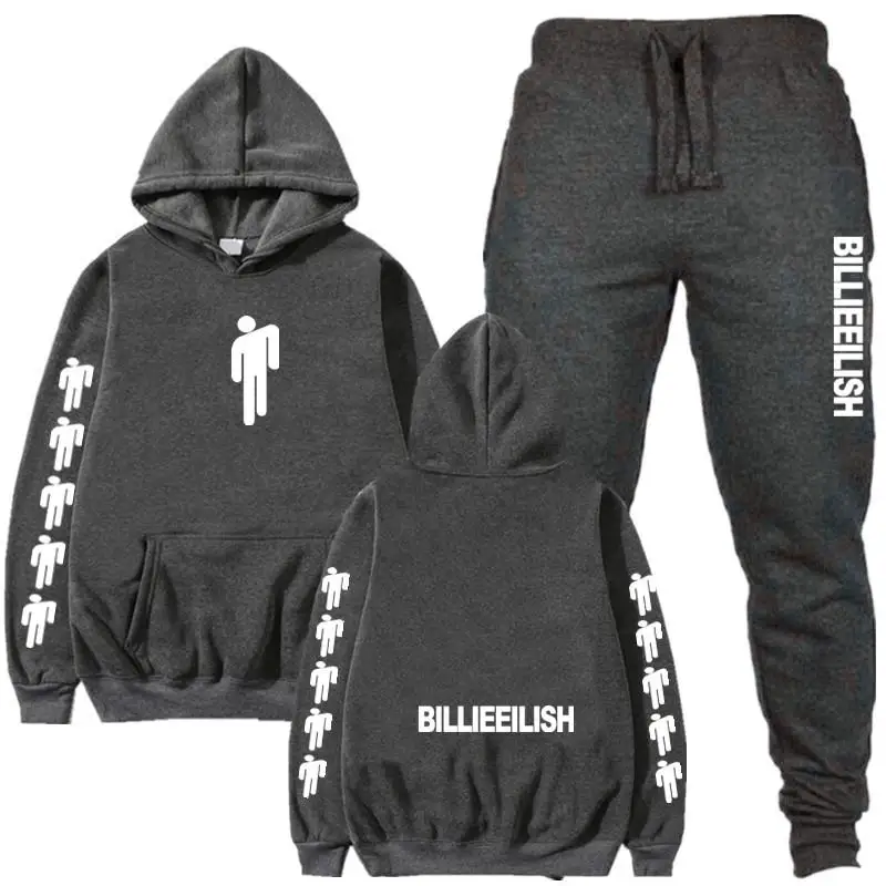 

2021 new men's hooded sweatshirt hoodie and sport drawstring pants two piece fashion loose sport suit
