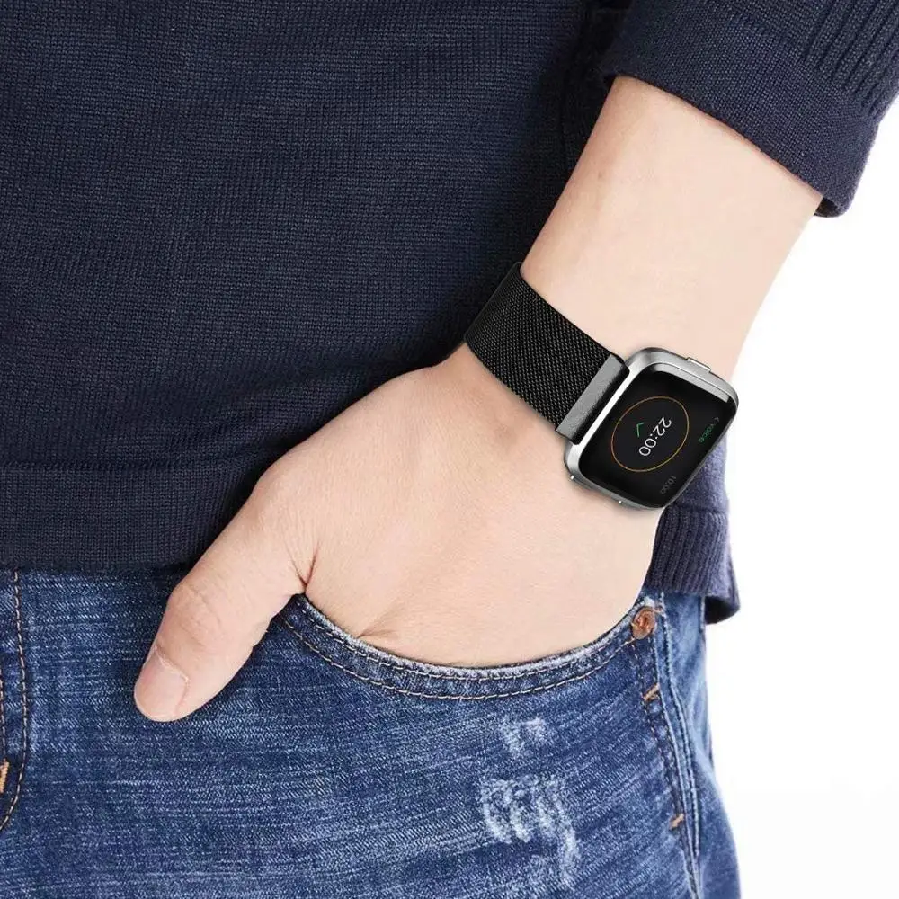 Миланская петля ремешок для Fitbit Versa/Lite/Versa2 Смарт часы замена из нержавеющей стали