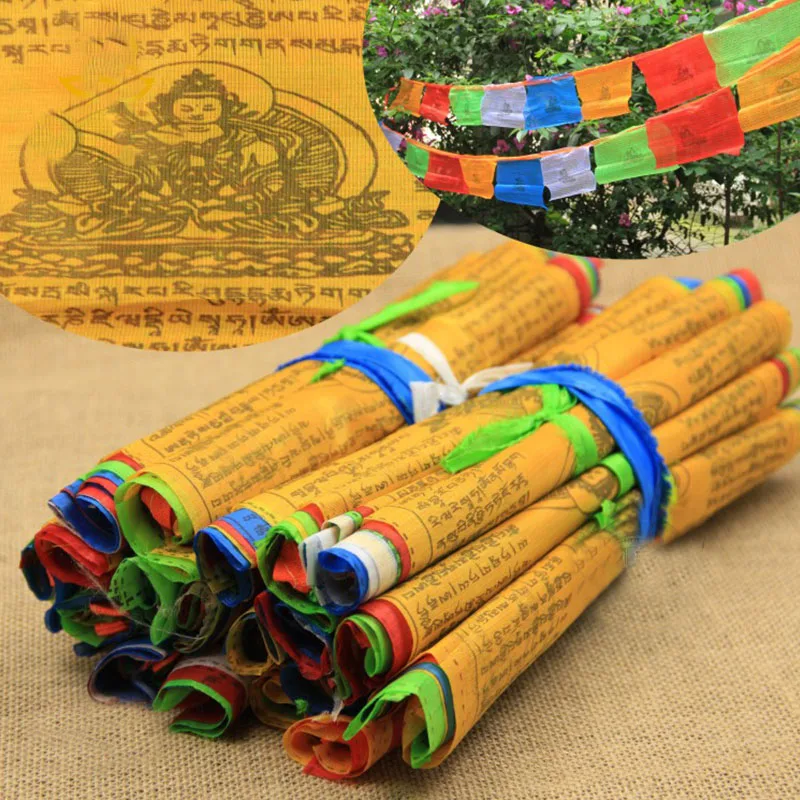 

Religious Flags Tibetan Buddhist Supplies Colour Print Prayer Flag Tibet Banner Garden Flags 5M 20 Sheets