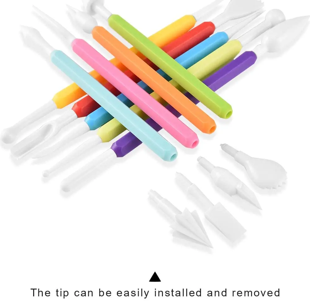 9pc Fondant Model Kit Double-Ended with 18 Sculpting Shape Carving Knife Pen for DIY Icing Cake Sugar Craft Clay Flower Paste | Дом и сад