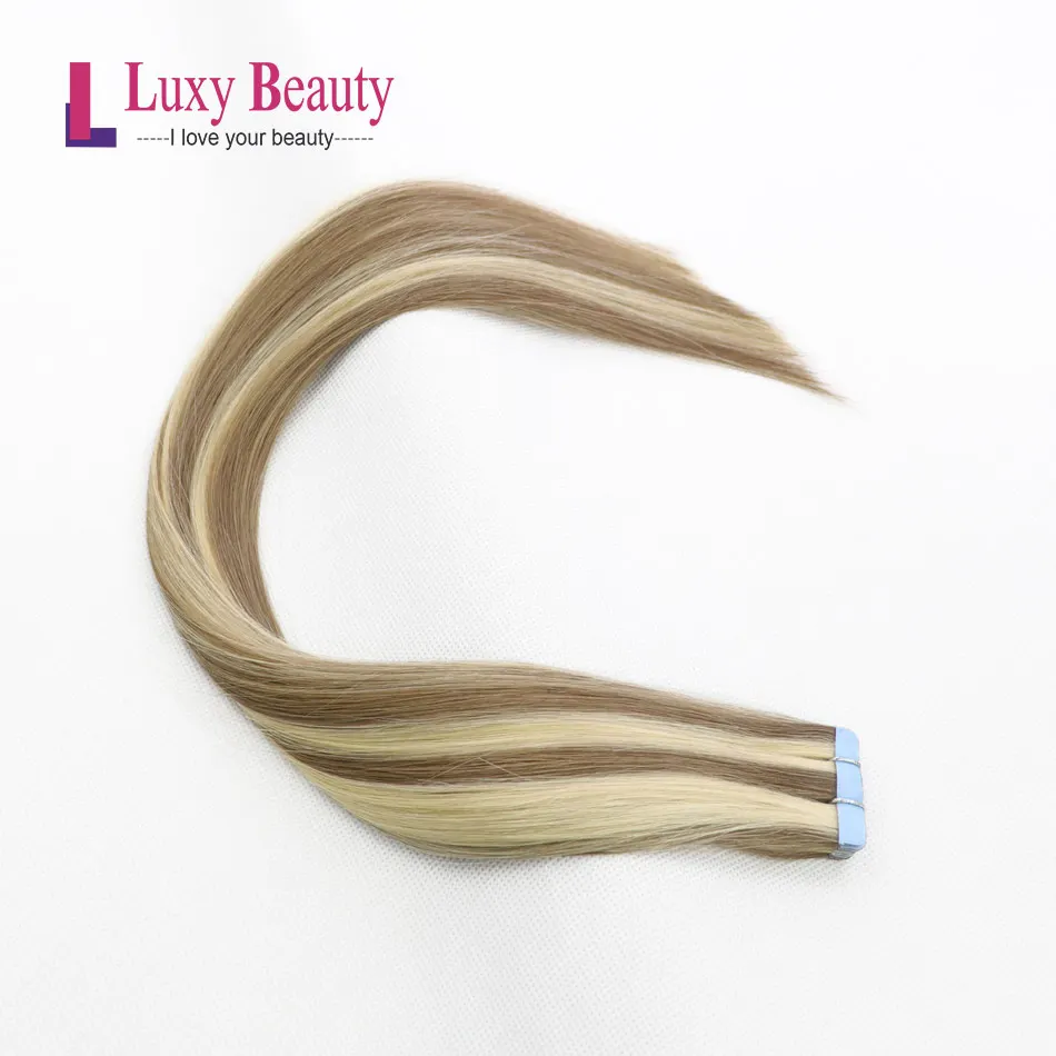 Lucybeauty# P18-613 1,5 г/шт. лента для наращивания человеческих волос Remy прямые двухсторонние волосы на клеях 1"-22"