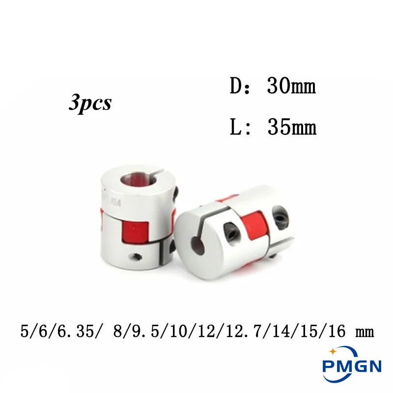 

High quality 3 PCS D30L35 10*14mm 5/6/6.35/ 8/9.5/10/12/12.7/14/15/16mm Flexible Plum Shaft Coupling CNC Stepper Motor Coupler