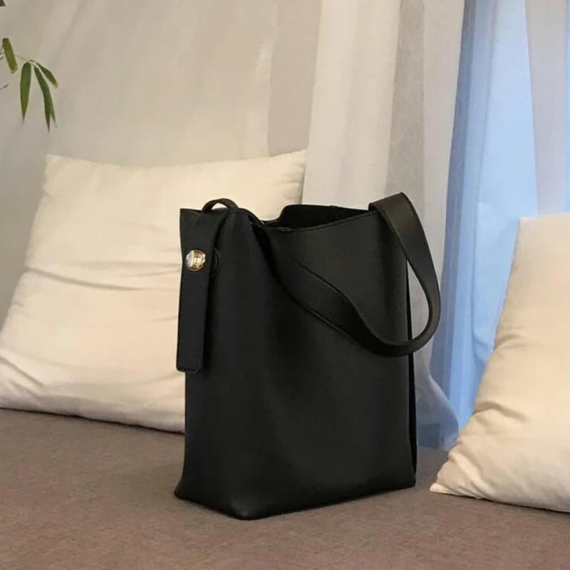 Модная универсальная сумка ведро простой стиль искусственная кожа на одно плечо