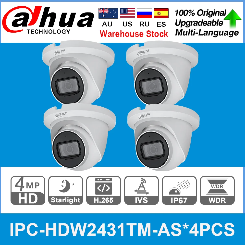 Dahua оригинальный IPC HDW2431TM AS 4 МП HD POE Встроенный микрофон слот для sd карты H.265 IP67 30 м IR