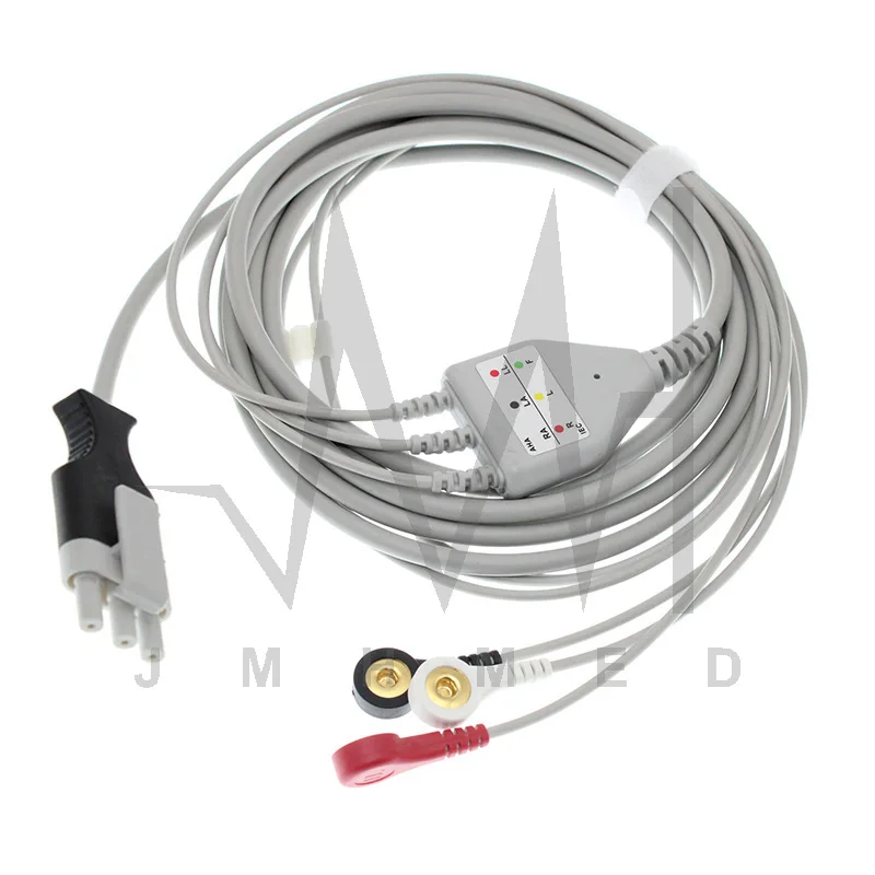Compatible With 3 Pin Primedic M290,M250,XD1 Multi-Parameter Patient Monitor ECG EKG Cable 3- Lead Wire