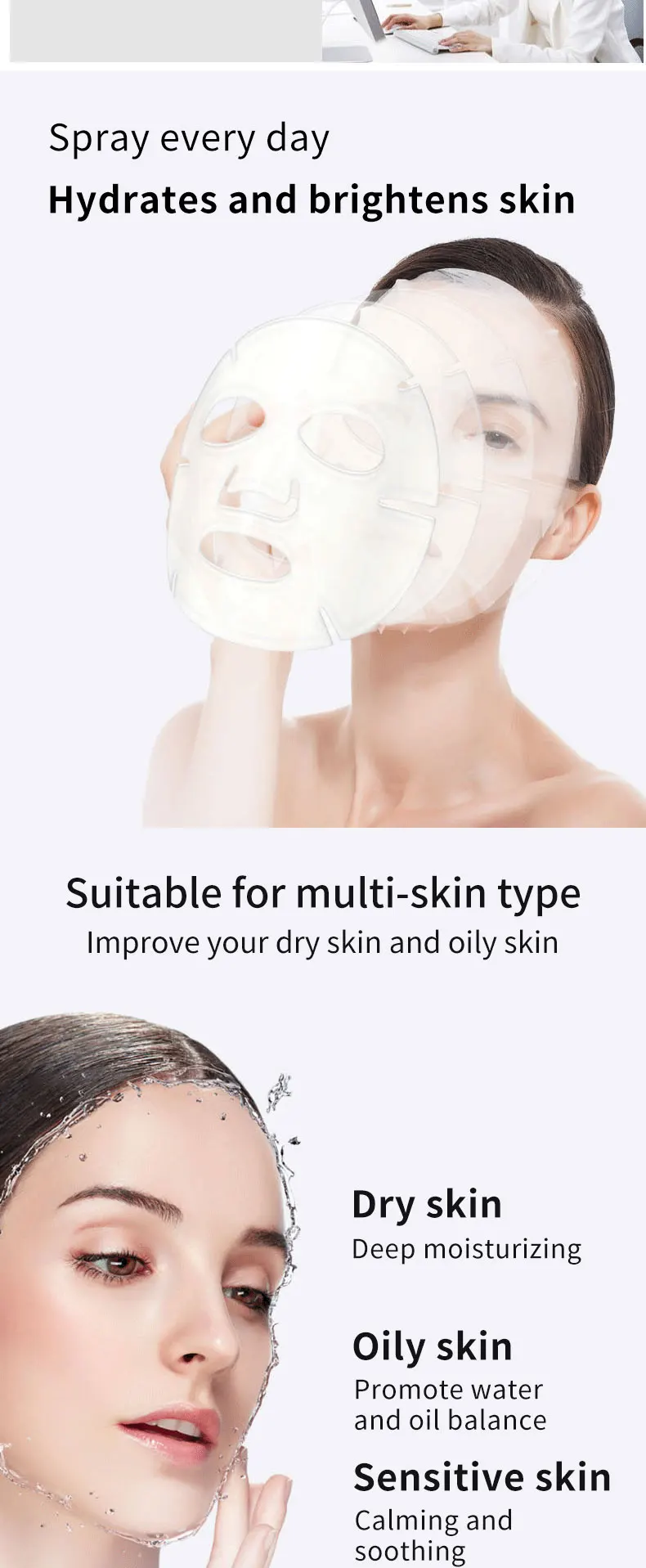 

Por 35ml Nano Facial Mister Portable Mini Face Mist Handy Sprayer USB Humidifier Hydrating Anti-aging Wrinkle Facial Steamer