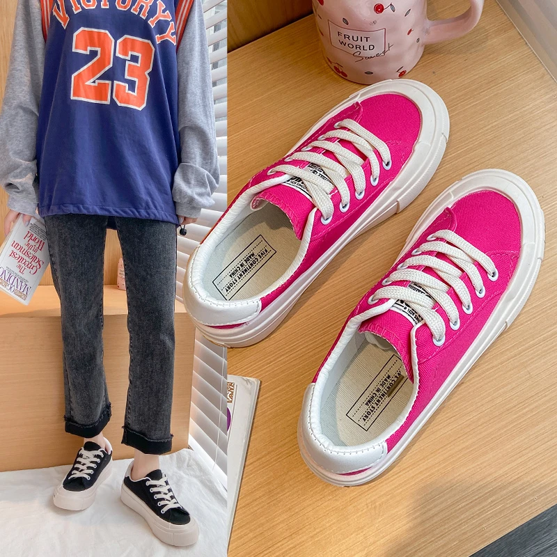 

Туфли парусиновые женские, тонкие, на толстой подошве, маленькие белые, для низкой толпы, весна-осень 2021