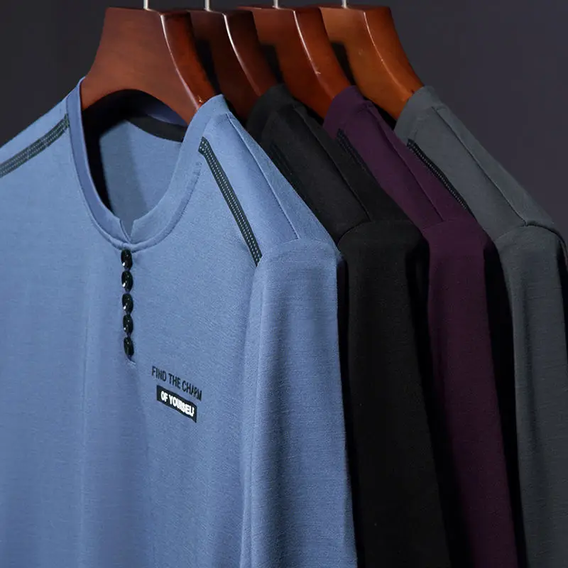 

Autumn Casual T Shirt Men Solid Color Slim Fit Long Sleeve T Shirt Cotton Plus Sizes M-5XL Tops&tees t shirts men tshirt