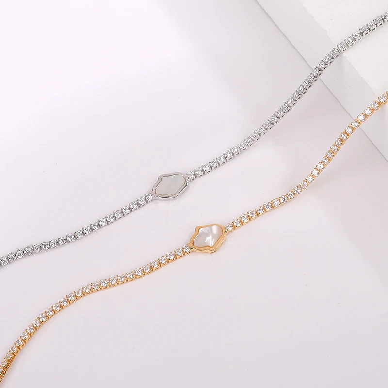 2021New Classic Simple Copper Inlaid Zircon&amp Shell Bracelets Jewelry Korean Fashion Accessories Girl Delicate Bracelet For Woman |