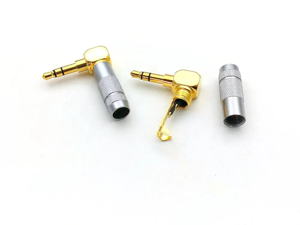 500 шт. x 3 5 мм угловой 90-градусный штекер Позолоченный разъем для пайки |