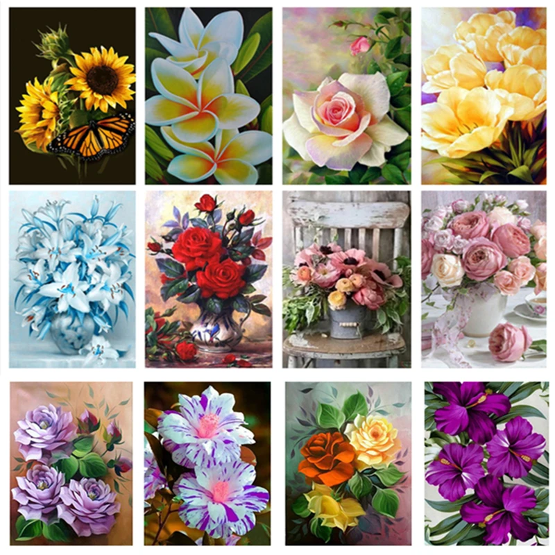 Набор для алмазной живописи сделай сам вышивка с цветами стразы крестиком