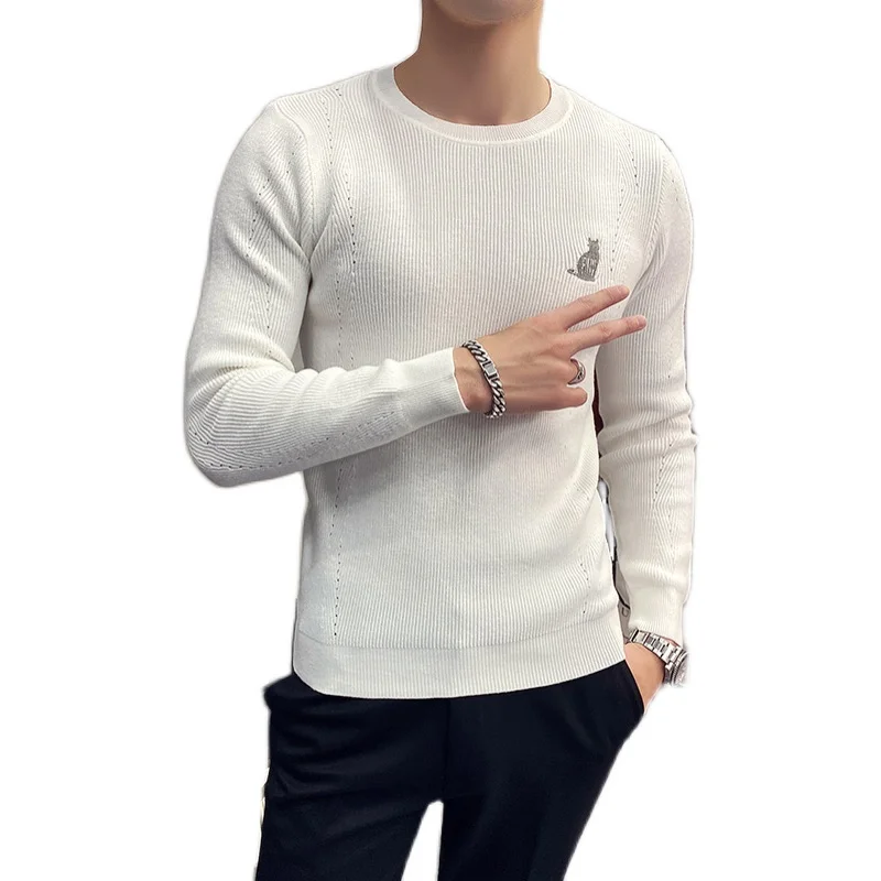 

Knitted Pullovers Men Sweater Men's Autumn Multicolor Solid Colors Sweater Fashion Slim Fit Pullover Homme Round Neck Casual Top