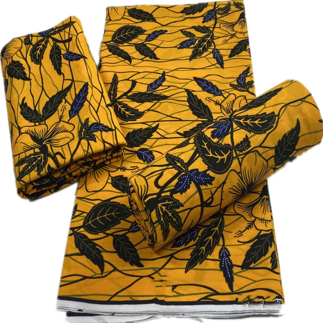 

2021 New Design African Ankara Real Batik Print Wax Fabric 100% Cotton 6 Yards soft Ghana Nigerian style Tissue For Sewing