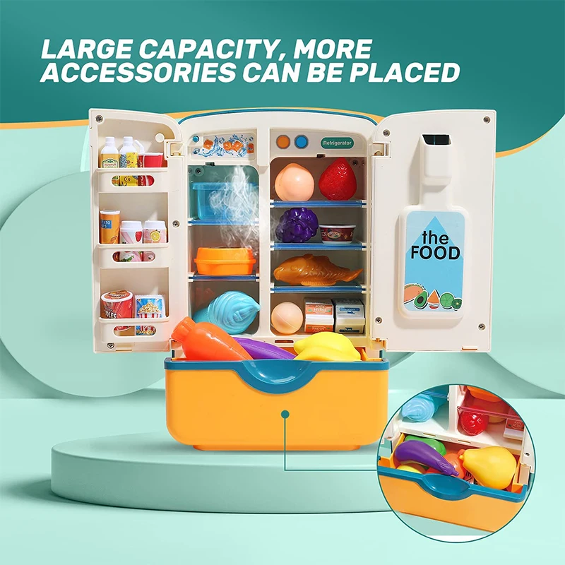 toy fridge refrigerator with ice dispenser pretend play appliance for kids play kitchen set accessories for boys and girls gift free global shipping