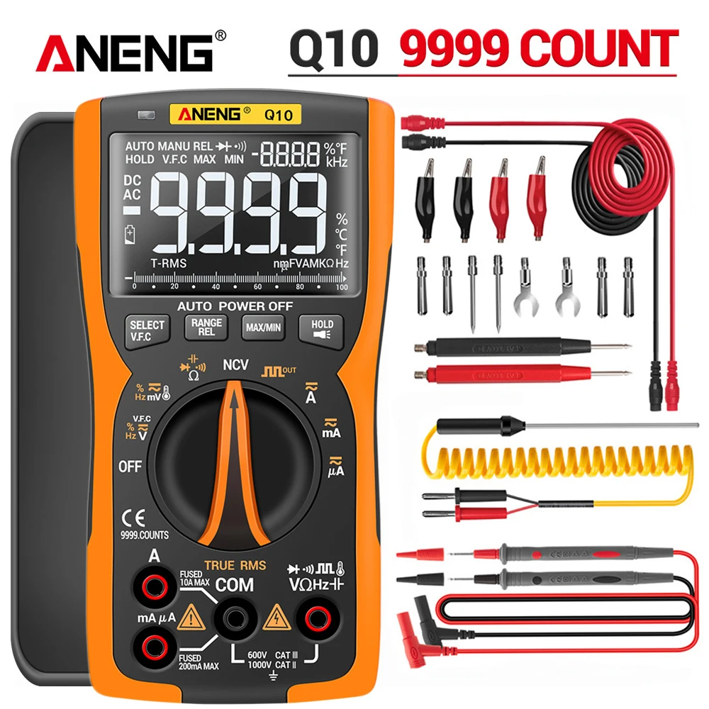 

ANENG Q10 Digital Multimeter 9999 Professional Tester Multimetro True RMS Analog DIY Transistor Capacitor NCV Testers LCR Meter