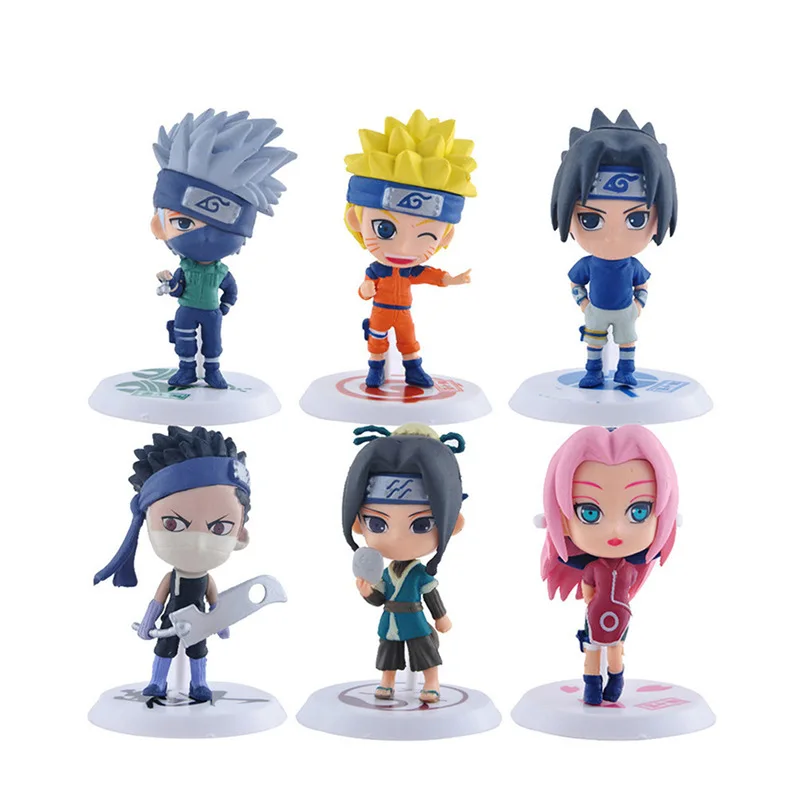 

6pcs/lot anime Figurine Naruto Gaara Hatake Kakashi Uzumaki Naruto uchiha sasuke Q ver. Action Figure model toys doll gift kids