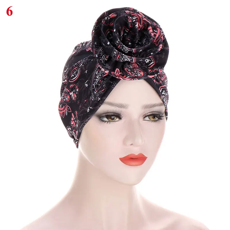 

Bohemian MusliM Turban Indian arab Wrap Women Head Scarf printed hijab bonnet Female Inner Hijabs Caps muslim headdress