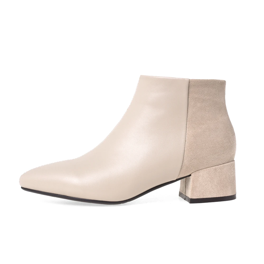 

Plus Size 34-43 Fashion Women Comfy Square Low Heeled Ankle Boots Fashion Pointed Toe Zipper Boots Autumn Winter Ladies Shoes