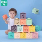 12 шт., Детский мягкий пластиковый конструктор кубики