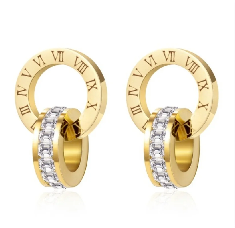 

Luxury and Elegant Roman Numeral Necklace Earring Set Ladies Fashion Earrings Popular Wedding Jewelry