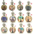 (6007) винтажные бронзовые кварцевые карманные часы в викторианском стиле Парижская Эйфелева башня ожерелье с зеркалом для вечерние Акция косплей подарок