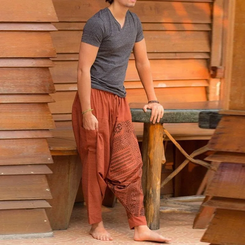 

Streetwear Harem Pants Men Hip-hop Drop Crotch Cotton Joggers Wide Leg Pants Trousers Men Chic Loose Pantalones Male Hombre