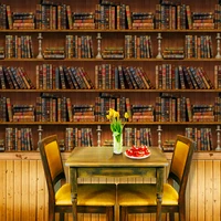 0 4510m 3d simulation cabinet books library wallpaper vintage bookshelf pattern wall papers pvc self adhesive wall decor mural
