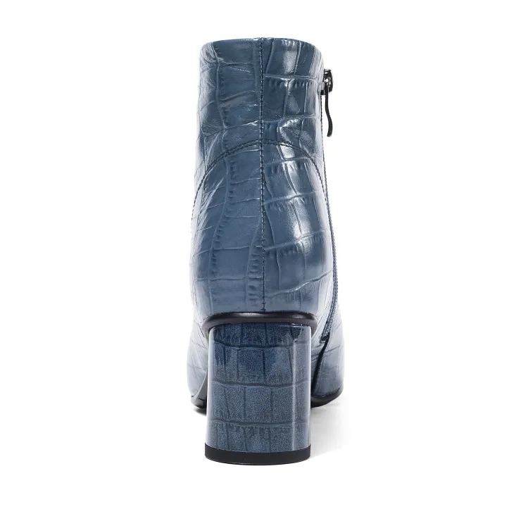 Женские ботильоны из коровьей кожи MLJUESE с квадратным носком клетчатые на молнии