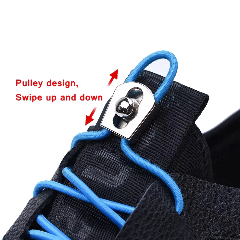 

Round Shoelaces Elastic Slide Up And Down Metal Buckle No Tie Shoelace Suitable For All Kinds Of Shoes Sneakers Lazy Laces